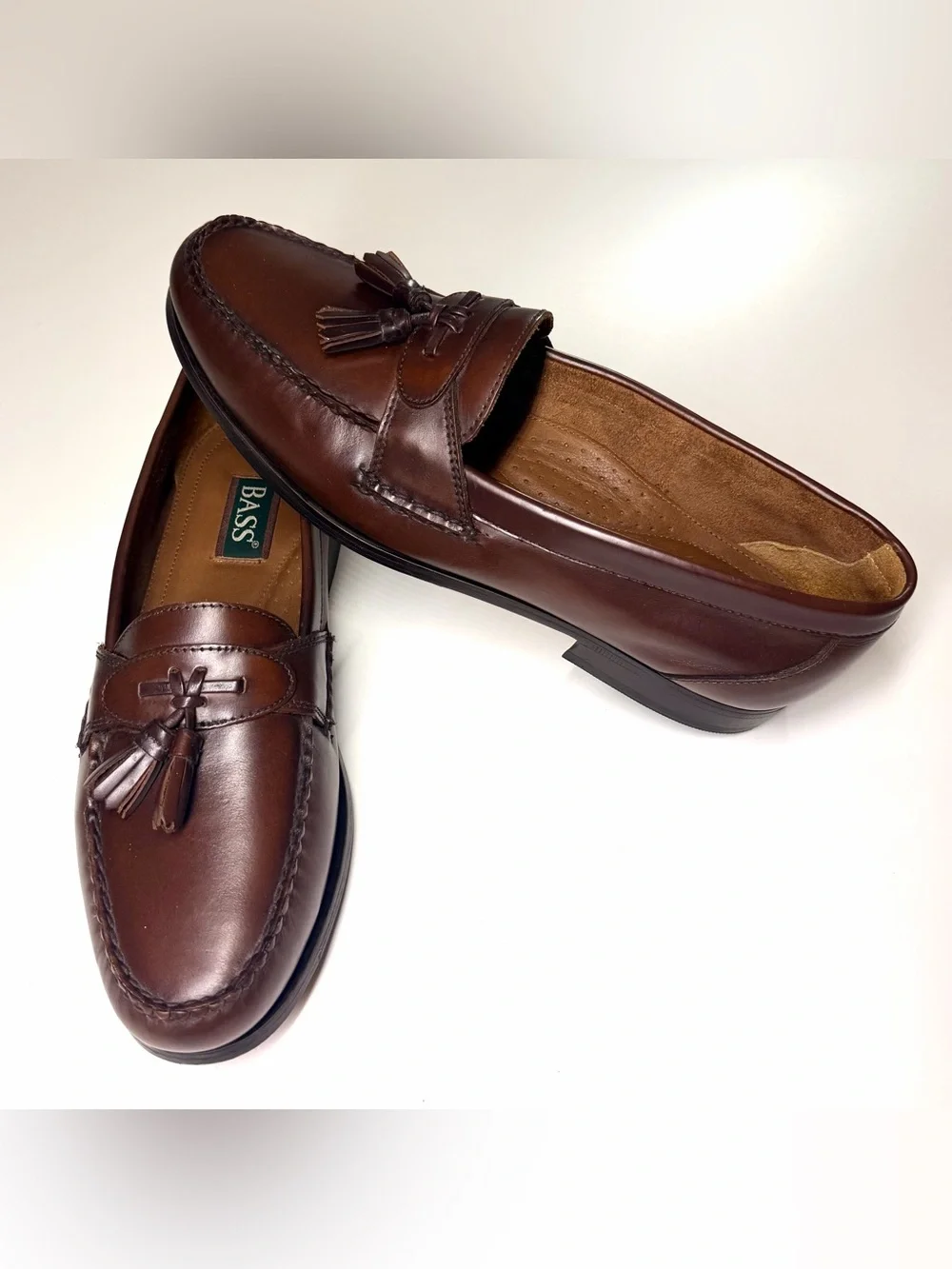 Bass Men's Brown Leather Tassel loafers Shoes Size - 12 M